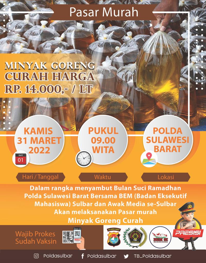 (pamflet pasar murah minyak goreng yang diselenggarakan Polda sulbar, foto: hms)
