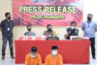 (press release polres Pasangkayu pengungkapan kasus korupsi dana desa, foto: hms)