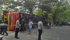 Bus Neo Trans terguling di Jalan Trans Sulawesi, Mamuju. dokumen istimewa